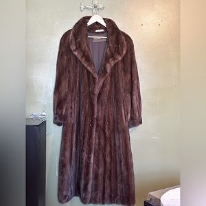 Vintage 1980s Evans Full Length Chestnut Mink Fur Coat